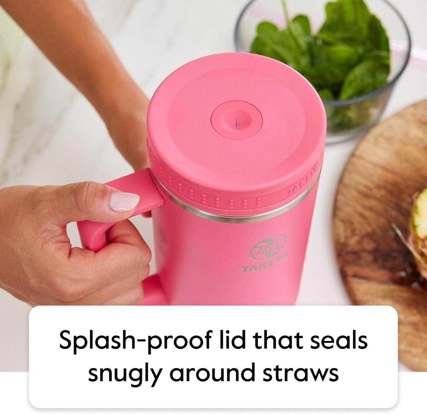 imageTakeya 40 oz Stainless Steel Tumbler with Lid and Two Straws Premium Quality Double Wall Insulated Wiith Handle Keep Drinks Cold for Up to 24 Hours MatchaVivacity Purple