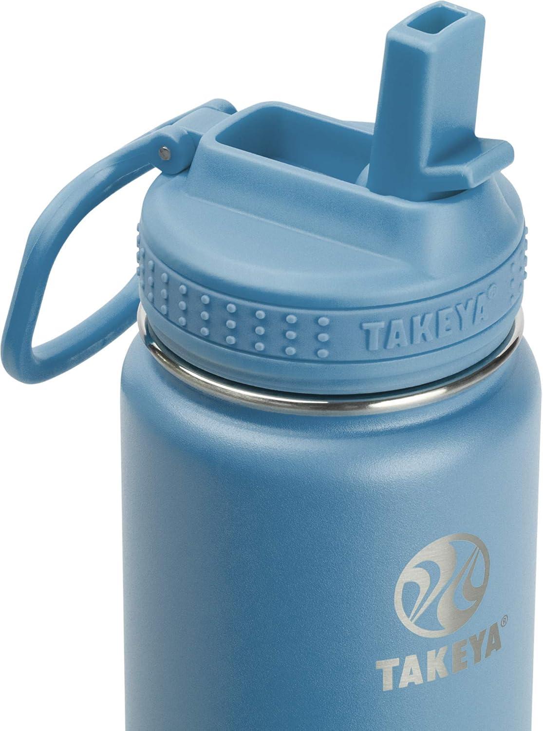 imageTakeya Actives 24 oz Water Bottle with Straw Lid Double Wall Stainless Steel Insulation Dishwasher Safe ampamp BPAFree Removable Bumper BlushBluestone