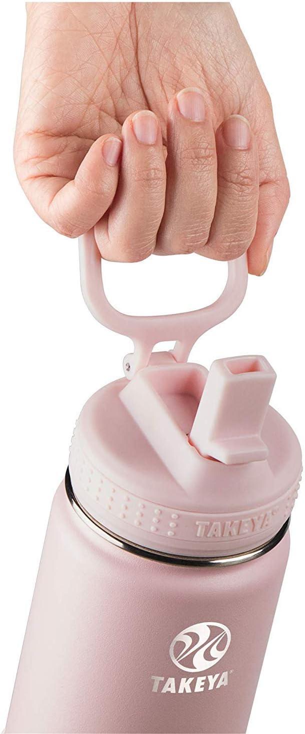 imageTakeya Actives 24 oz Water Bottle with Straw Lid Double Wall Stainless Steel Insulation Dishwasher Safe ampamp BPAFree Removable Bumper BlushBlush