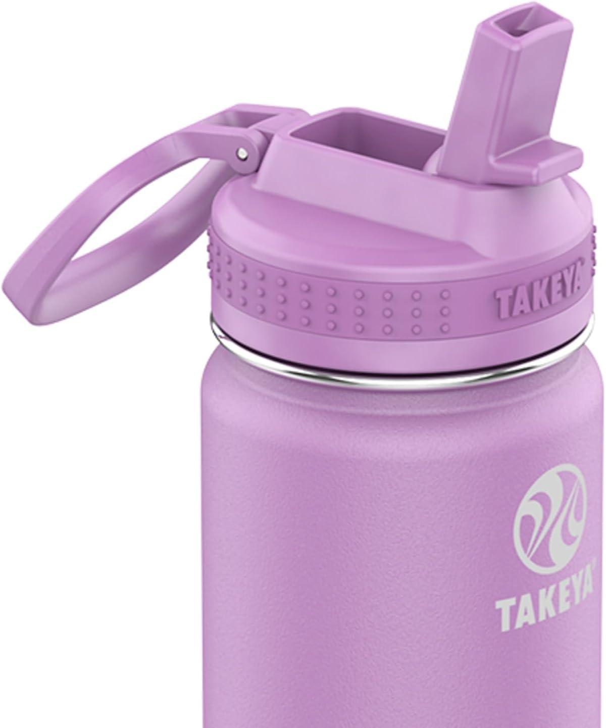 imageTakeya Actives 24 oz Water Bottle with Straw Lid Double Wall Stainless Steel Insulation Dishwasher Safe ampamp BPAFree Removable Bumper BlushLilac