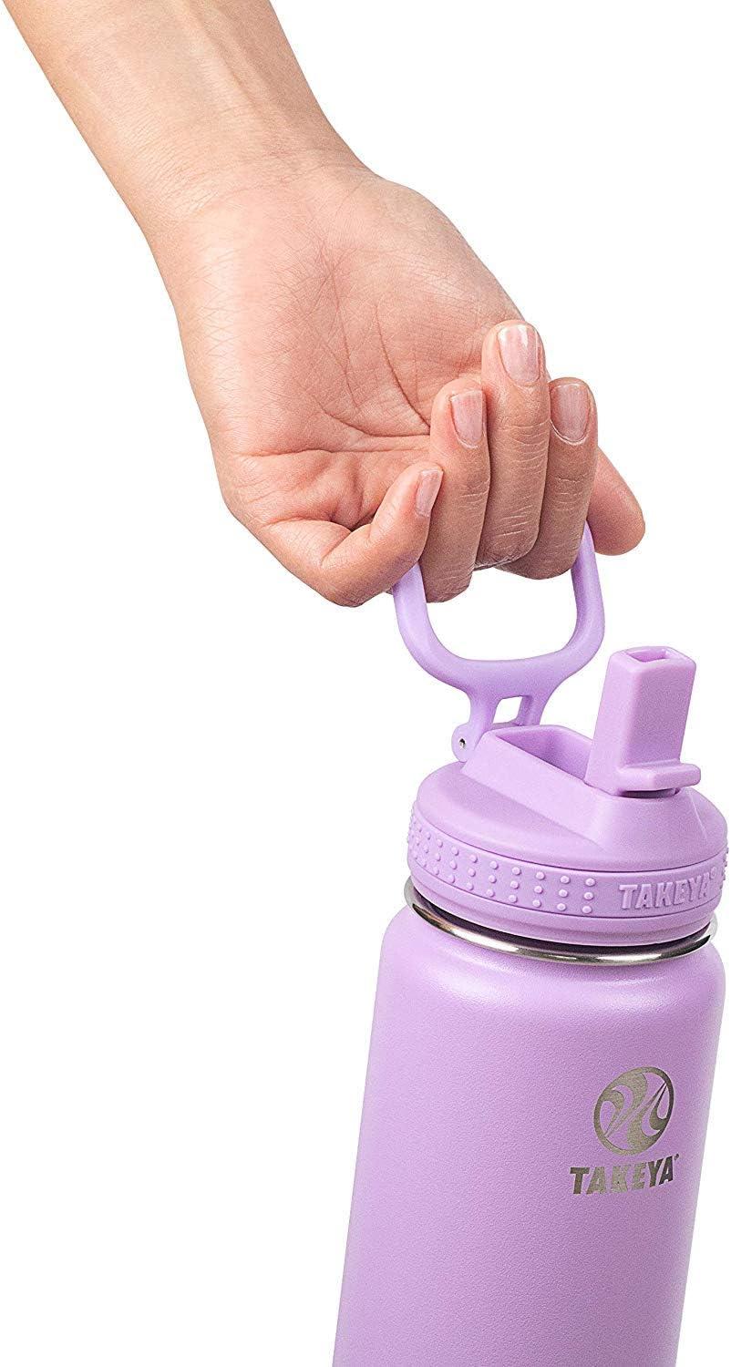 imageTakeya Actives 24 oz Water Bottle with Straw Lid Double Wall Stainless Steel Insulation Dishwasher Safe ampamp BPAFree Removable Bumper BlushLilac