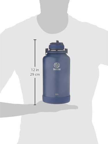 imageTakeya Actives 24 oz Water Bottle with Straw Lid Double Wall Stainless Steel Insulation Dishwasher Safe ampamp BPAFree Removable Bumper BlushMidnight Blue