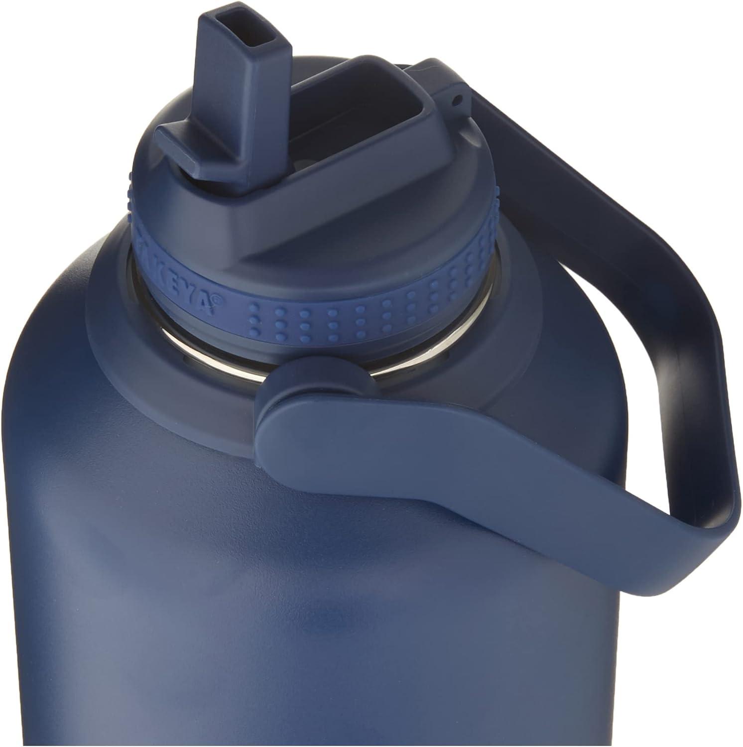 imageTakeya Actives 24 oz Water Bottle with Straw Lid Double Wall Stainless Steel Insulation Dishwasher Safe ampamp BPAFree Removable Bumper BlushMidnight Blue