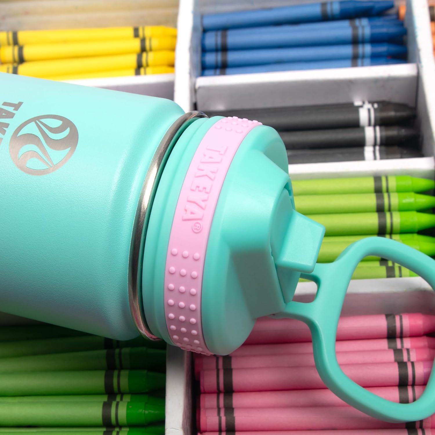 imageTakeya Actives 24 oz Water Bottle with Straw Lid Double Wall Stainless Steel Insulation Dishwasher Safe ampamp BPAFree Removable Bumper BlushOmbre Dream