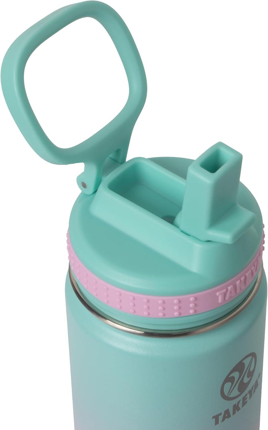 imageTakeya Actives 24 oz Water Bottle with Straw Lid Double Wall Stainless Steel Insulation Dishwasher Safe ampamp BPAFree Removable Bumper BlushOmbre Dream