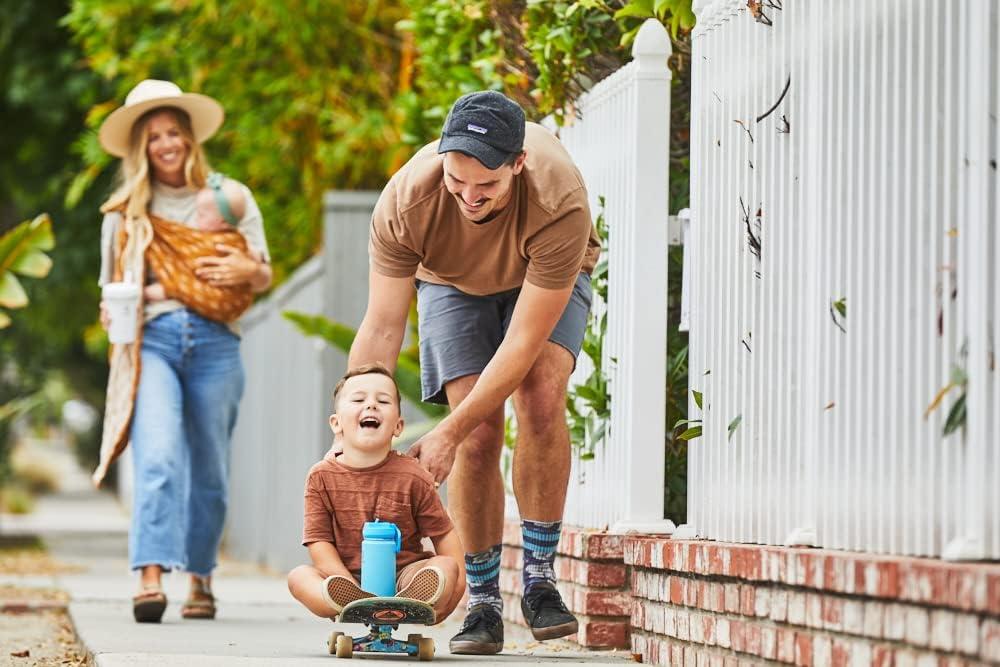 imageTakeya Actives Kids Water Bottle with Straw Lid StainlessSteel Double Wall Insulation BPAFree Bottle Lid with Carry Handle Reusable Bottle with Straw Lid 16 oz PlatinumOnyxMint