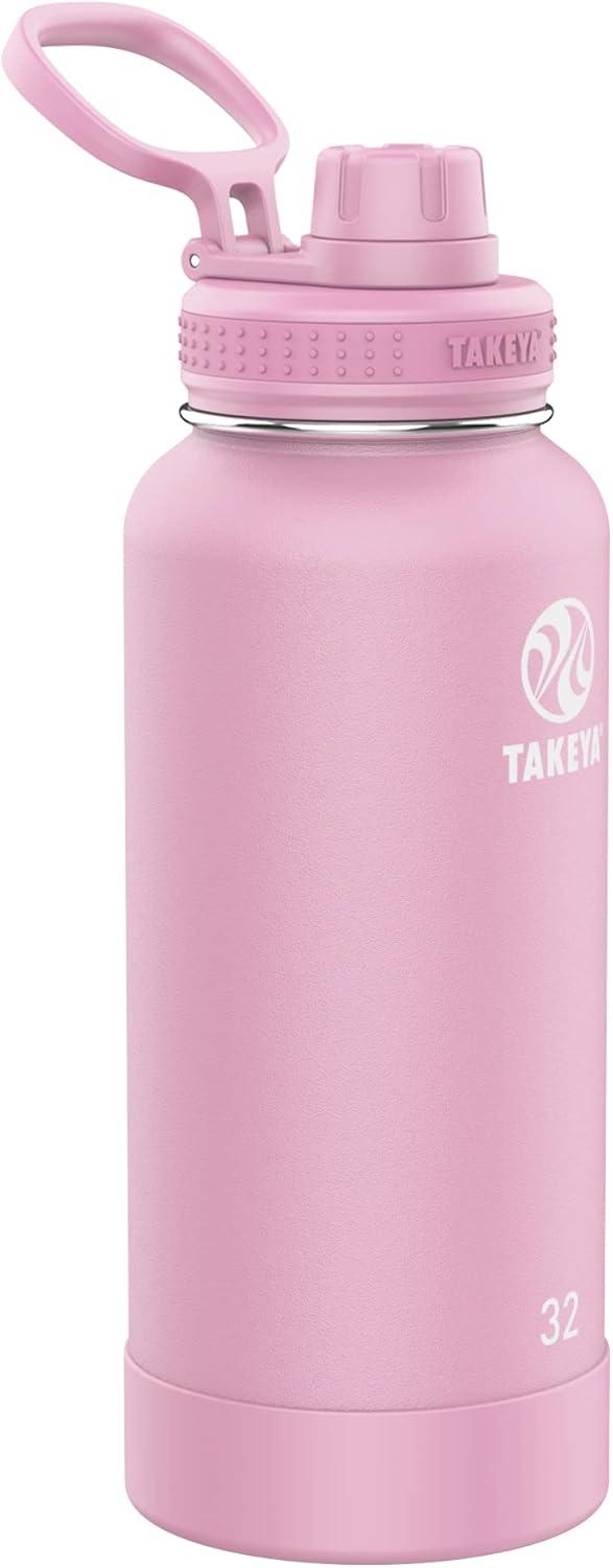 imageTakeya Actives Water Bottle with Spout Lid Bottle with Double Stainless Steel Insulation Dishwasher Safe ampamp BPAFree Bottle with Spout Lid ampamp Removable Bumper 24 oz BluestonePink Lavender