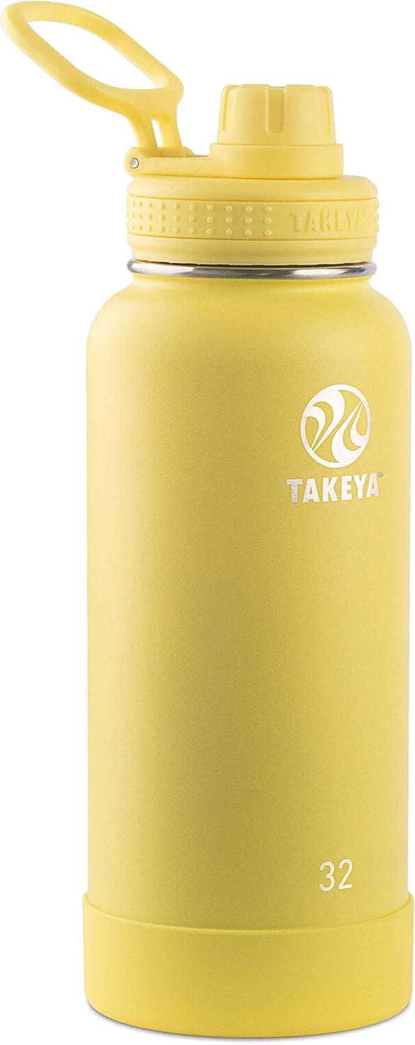 imageTakeya Actives Water Bottle with Spout Lid Bottle with Double Stainless Steel Insulation Dishwasher Safe ampamp BPAFree Bottle with Spout Lid ampamp Removable Bumper 24 oz BluestoneCanary