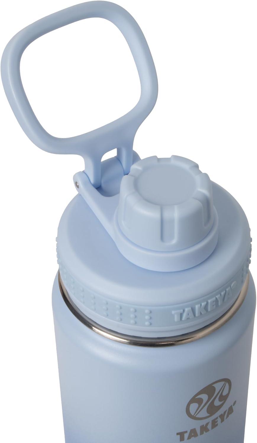 imageTakeya Actives Water Bottle with Spout Lid Bottle with Double Stainless Steel Insulation Dishwasher Safe ampamp BPAFree Bottle with Spout Lid ampamp Removable Bumper 24 oz BluestonePacific Blue