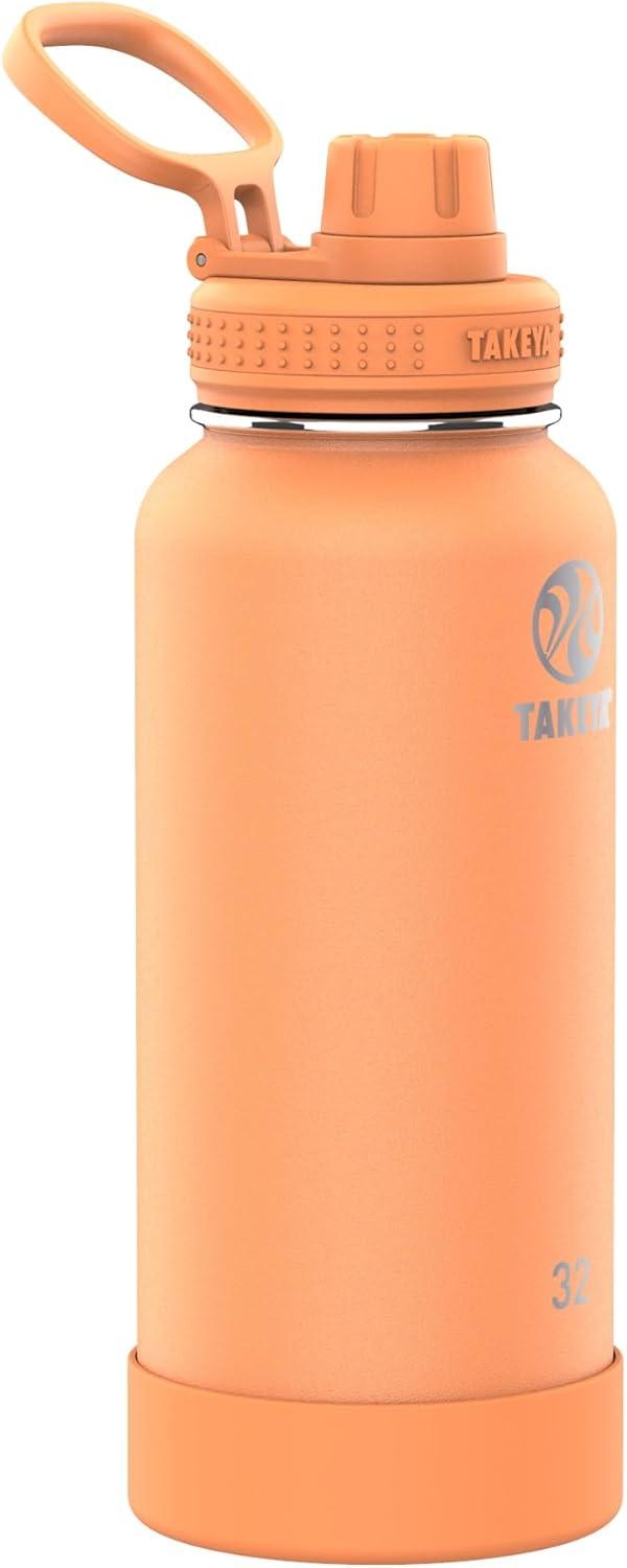 imageTakeya Actives Water Bottle with Spout Lid Bottle with Double Stainless Steel Insulation Dishwasher Safe ampamp BPAFree Bottle with Spout Lid ampamp Removable Bumper 24 oz BluestoneTart Orange