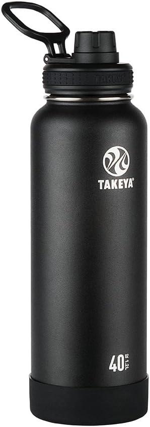 imageTakeya Actives Water Bottle with Spout Lid Bottle with Double Stainless Steel Insulation Dishwasher Safe ampamp BPAFree Bottle with Spout Lid ampamp Removable Bumper 24 oz BluestoneOnyx