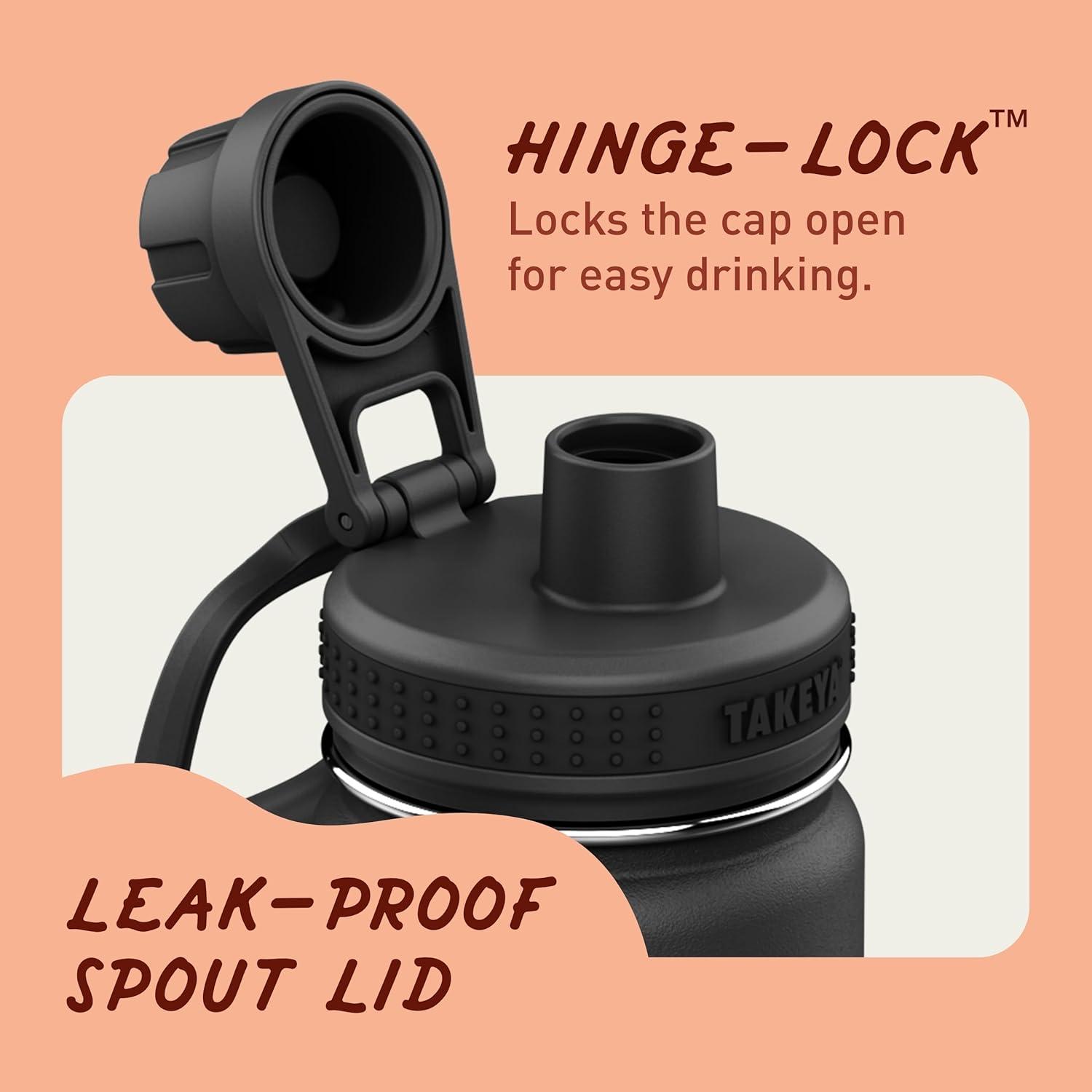 imageTakeya Actives Water Bottle with Spout Lid Bottle with Double Stainless Steel Insulation Dishwasher Safe ampamp BPAFree Bottle with Spout Lid ampamp Removable Bumper 24 oz BluestoneOnyx