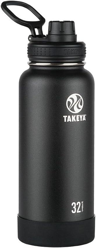 imageTakeya Actives Water Bottle with Spout Lid Bottle with Double Stainless Steel Insulation Dishwasher Safe ampamp BPAFree Bottle with Spout Lid ampamp Removable Bumper 24 oz BluestoneOnyx