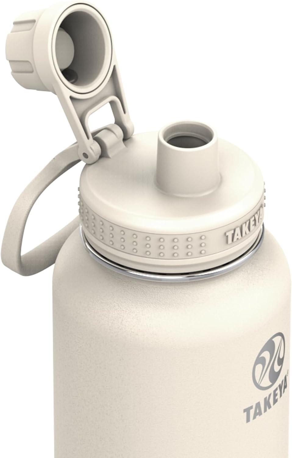 imageTakeya Actives Water Bottle with Spout Lid Bottle with Double Stainless Steel Insulation Dishwasher Safe ampamp BPAFree Bottle with Spout Lid ampamp Removable Bumper 24 oz BluestoneOat Milk