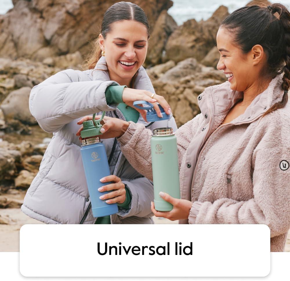 imageTakeya Actives Water Bottle with Spout Lid Bottle with Double Stainless Steel Insulation Dishwasher Safe ampamp BPAFree Bottle with Spout Lid ampamp Removable Bumper 24 oz BluestoneOnyx