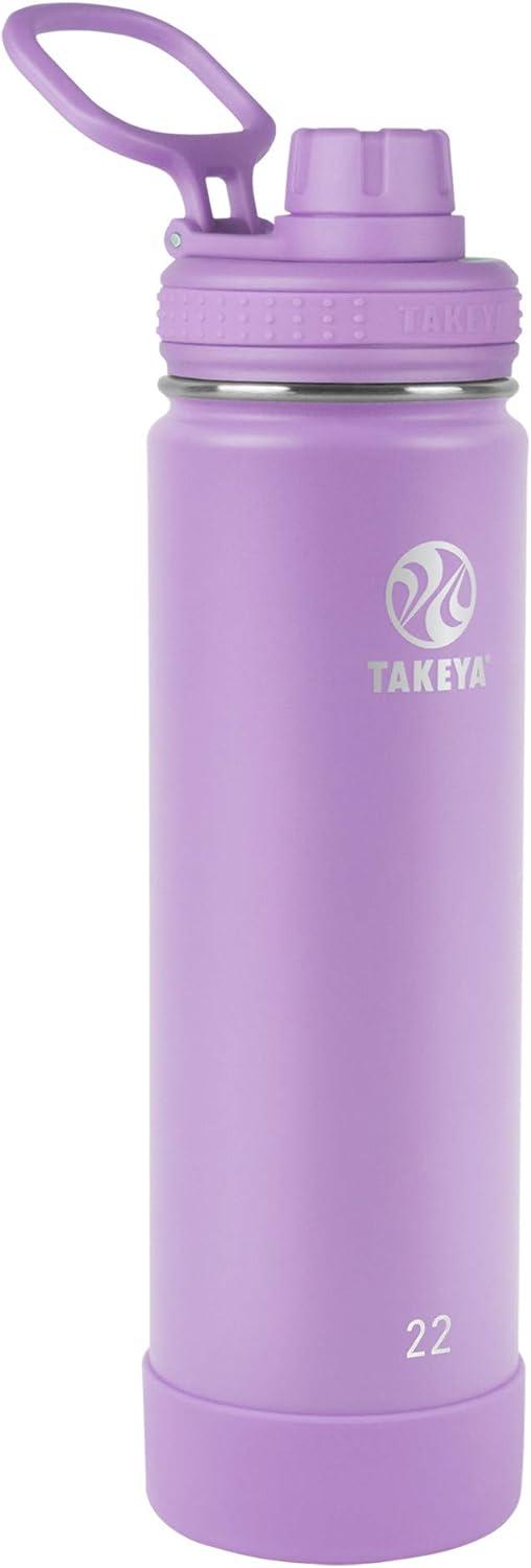 imageTakeya Actives Water Bottle with Spout Lid Bottle with Double Stainless Steel Insulation Dishwasher Safe ampamp BPAFree Bottle with Spout Lid ampamp Removable Bumper 24 oz BluestoneLilac