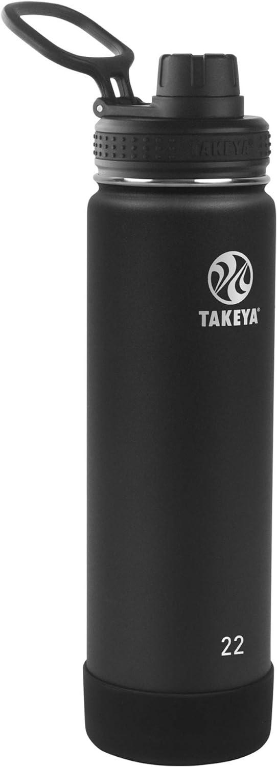 imageTakeya Actives Water Bottle with Spout Lid Bottle with Double Stainless Steel Insulation Dishwasher Safe ampamp BPAFree Bottle with Spout Lid ampamp Removable Bumper 24 oz BluestoneOnyx