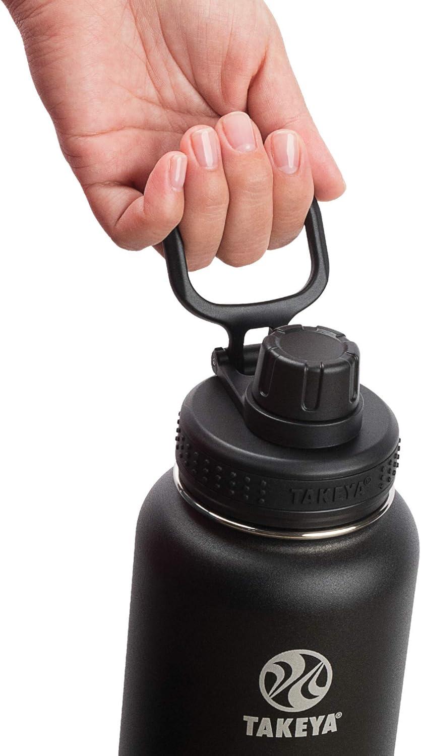 imageTakeya Actives Water Bottle with Spout Lid Bottle with Double Stainless Steel Insulation Dishwasher Safe ampamp BPAFree Bottle with Spout Lid ampamp Removable Bumper 24 oz BluestoneOnyx