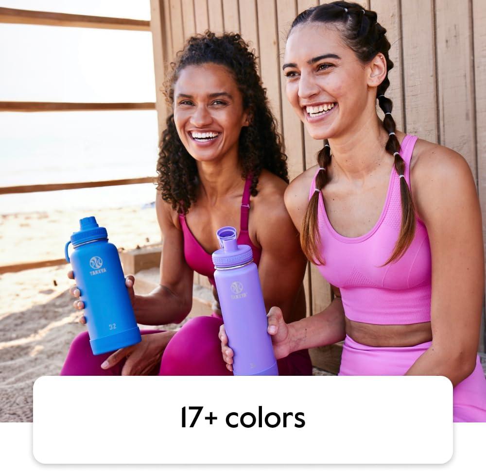 imageTakeya Actives Water Bottle with Spout Lid Bottle with Double Stainless Steel Insulation Dishwasher Safe ampamp BPAFree Bottle with Spout Lid ampamp Removable Bumper 24 oz BluestoneMidnight