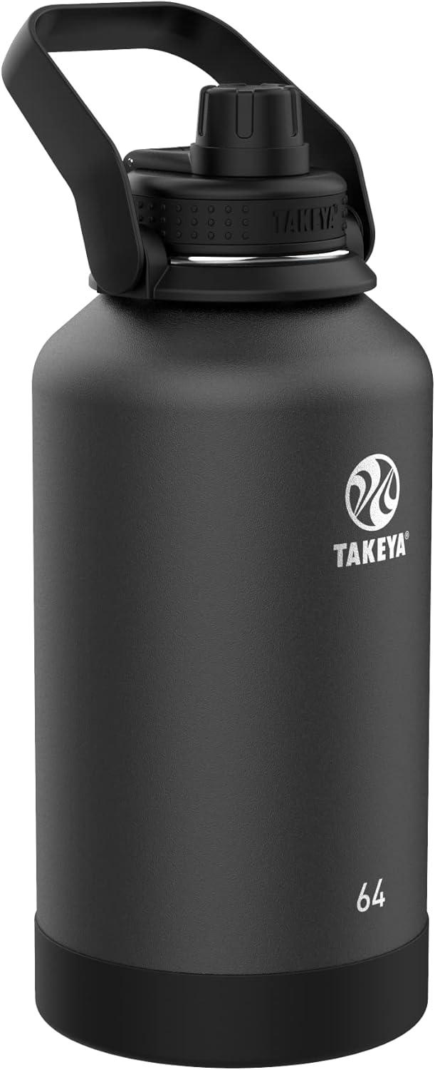 imageTakeya Actives Water Bottle with Spout Lid Bottle with Double Stainless Steel Insulation Dishwasher Safe ampamp BPAFree Bottle with Spout Lid ampamp Removable Bumper 24 oz BluestoneOnyx