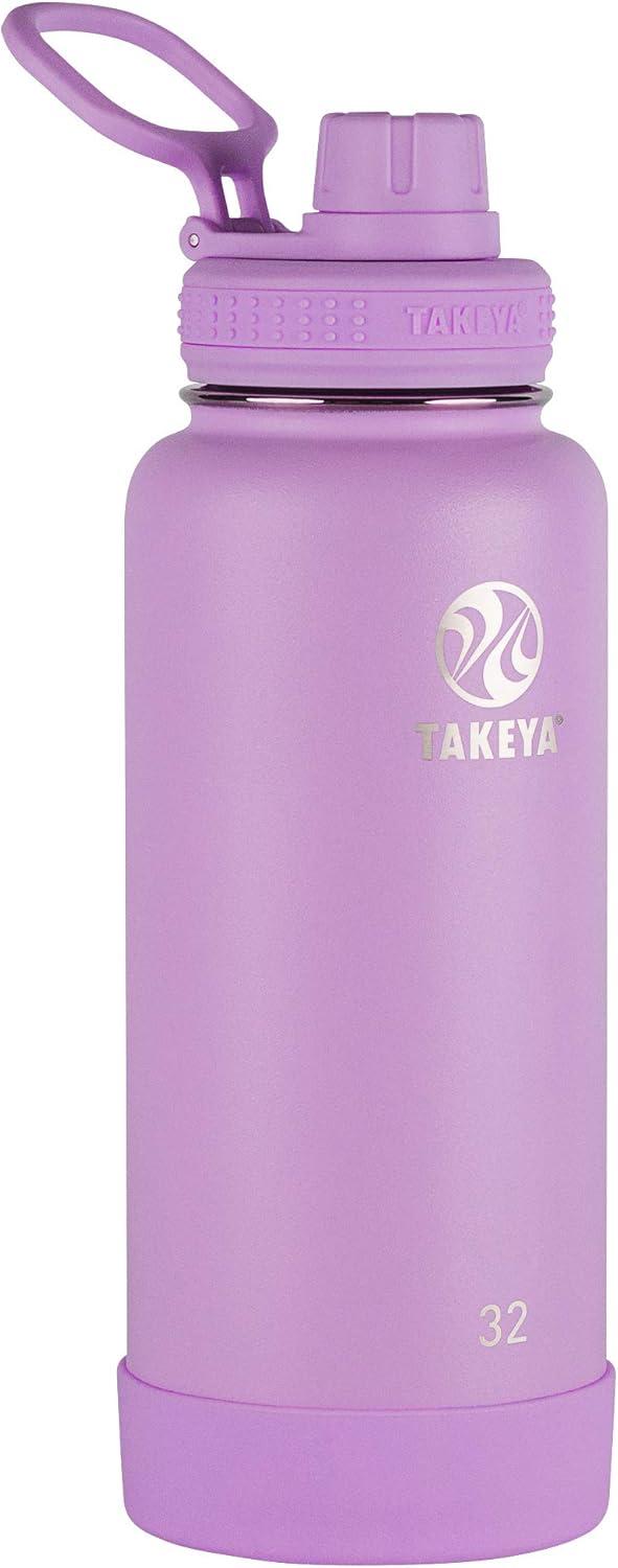 imageTakeya Actives Water Bottle with Spout Lid Bottle with Double Stainless Steel Insulation Dishwasher Safe ampamp BPAFree Bottle with Spout Lid ampamp Removable Bumper 24 oz BluestoneLilac