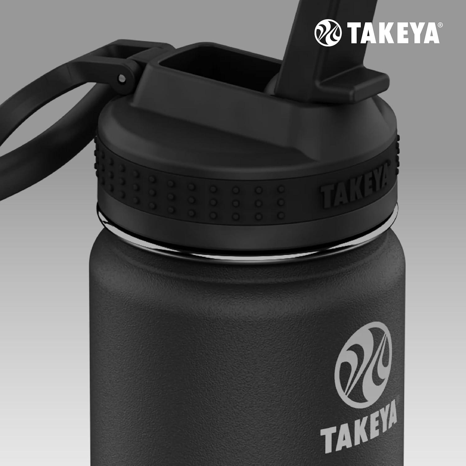 imageTakeya Actives Water Bottle with Spout Lid Bottle with Double Stainless Steel Insulation Dishwasher Safe ampamp BPAFree Bottle with Spout Lid ampamp Removable Bumper 24 oz BluestoneOnyx