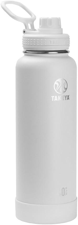 imageTakeya Actives Water Bottle with Spout Lid Bottle with Double Stainless Steel Insulation Dishwasher Safe ampamp BPAFree Bottle with Spout Lid ampamp Removable Bumper 24 oz BluestoneArctic