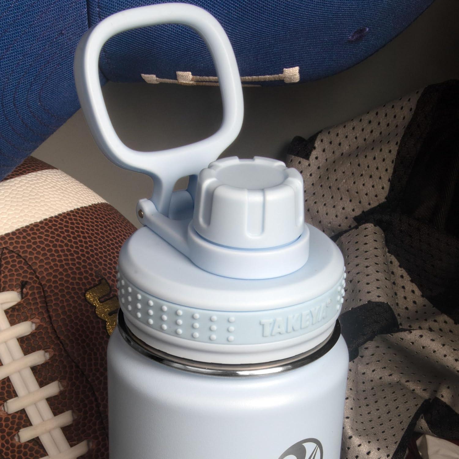 imageTakeya Actives Water Bottle with Spout Lid Bottle with Double Stainless Steel Insulation Dishwasher Safe ampamp BPAFree Bottle with Spout Lid ampamp Removable Bumper 24 oz BluestonePacific Blue