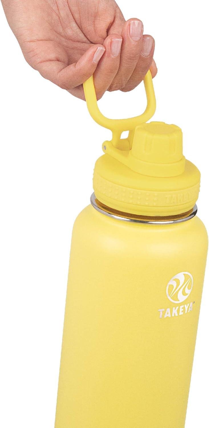 imageTakeya Actives Water Bottle with Spout Lid Bottle with Double Stainless Steel Insulation Dishwasher Safe ampamp BPAFree Bottle with Spout Lid ampamp Removable Bumper 24 oz BluestoneCanary