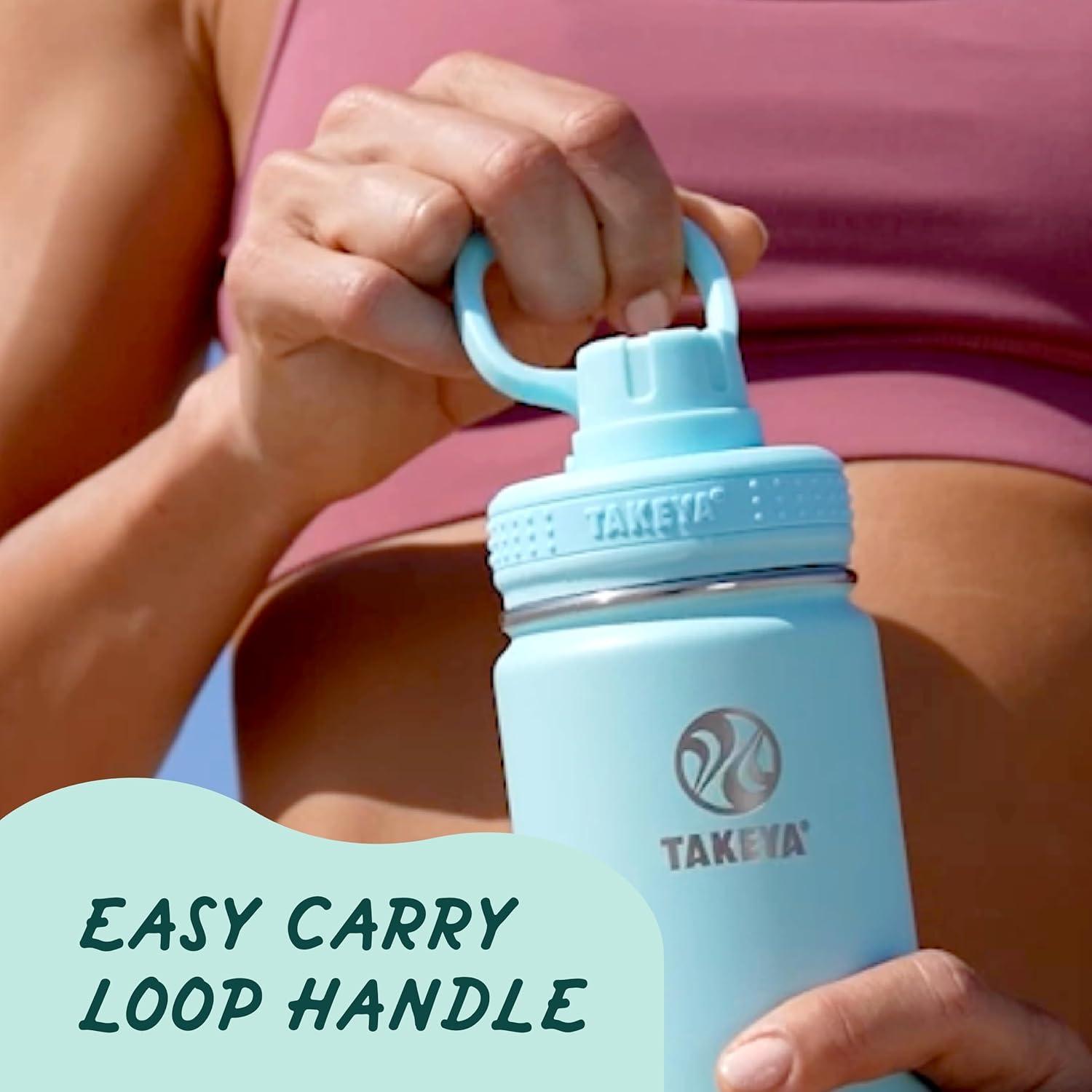 imageTakeya Actives Water Bottle with Spout Lid Bottle with Double Stainless Steel Insulation Dishwasher Safe ampamp BPAFree Bottle with Spout Lid ampamp Removable Bumper 24 oz BluestoneOnyx