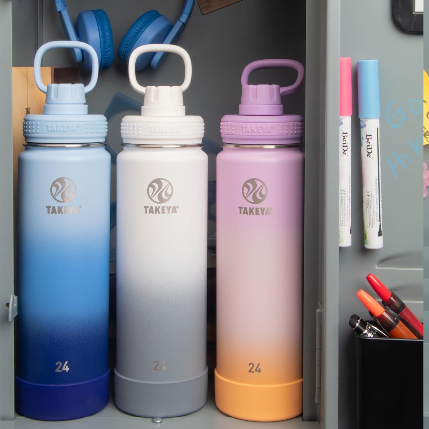 imageTakeya Actives Water Bottle with Spout Lid Bottle with Double Stainless Steel Insulation Dishwasher Safe ampamp BPAFree Bottle with Spout Lid ampamp Removable Bumper 24 oz BluestonePacific Blue