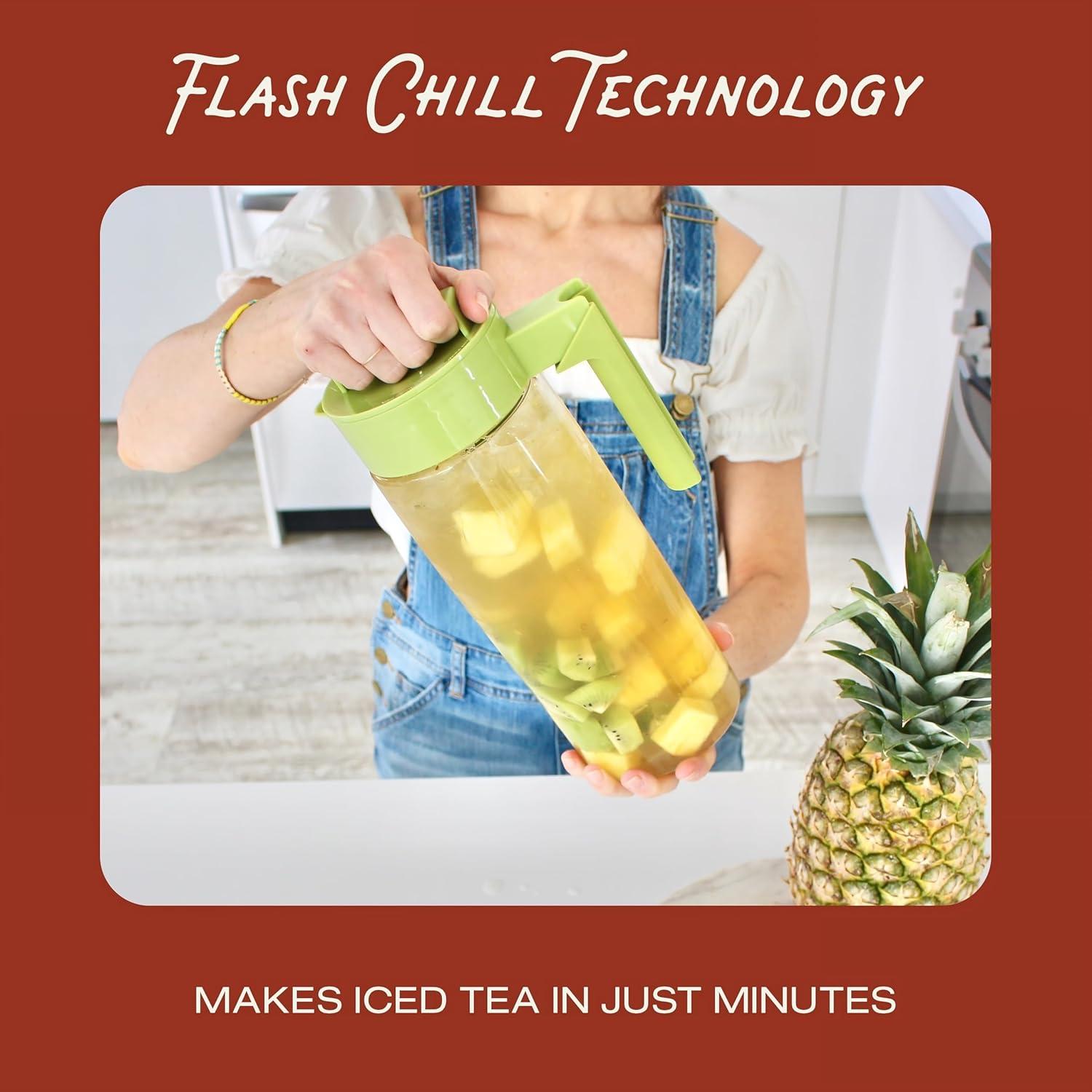 imageTakeya Flash Chill Iced Tea Maker Airtight ampamp Durable Iced Tea Maker Jug with Silicone Carry Handle LeakProof ampamp Lightweight Tea Infuser with Patented Flash Chill Technology 1 Quart BlackBlack