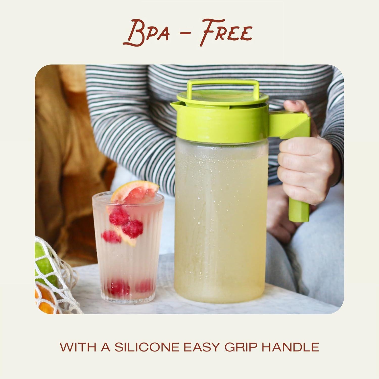 imageTakeya Flash Chill Iced Tea Maker Airtight ampamp Durable Iced Tea Maker Jug with Silicone Carry Handle LeakProof ampamp Lightweight Tea Infuser with Patented Flash Chill Technology 1 Quart BlackBlack