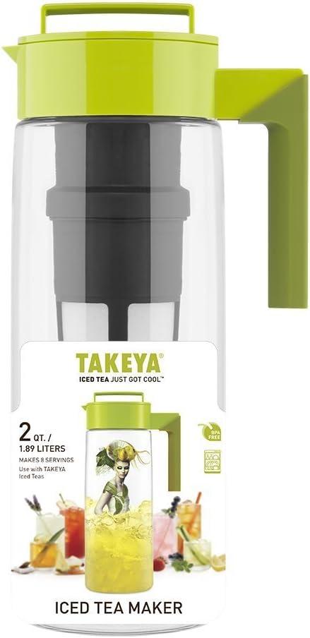 imageTakeya Flash Chill Iced Tea Maker Airtight ampamp Durable Iced Tea Maker Jug with Silicone Carry Handle LeakProof ampamp Lightweight Tea Infuser with Patented Flash Chill Technology 1 Quart BlackAvocado