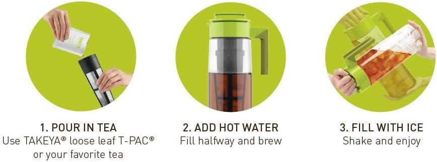 imageTakeya Flash Chill Iced Tea Maker Airtight ampamp Durable Iced Tea Maker Jug with Silicone Carry Handle LeakProof ampamp Lightweight Tea Infuser with Patented Flash Chill Technology 1 Quart BlackAvocado