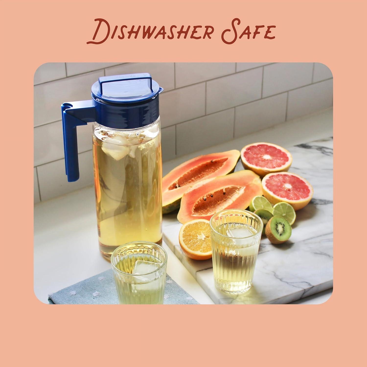 imageTakeya Flash Chill Iced Tea Maker Airtight ampamp Durable Iced Tea Maker Jug with Silicone Carry Handle LeakProof ampamp Lightweight Tea Infuser with Patented Flash Chill Technology 1 Quart BlackAvocado