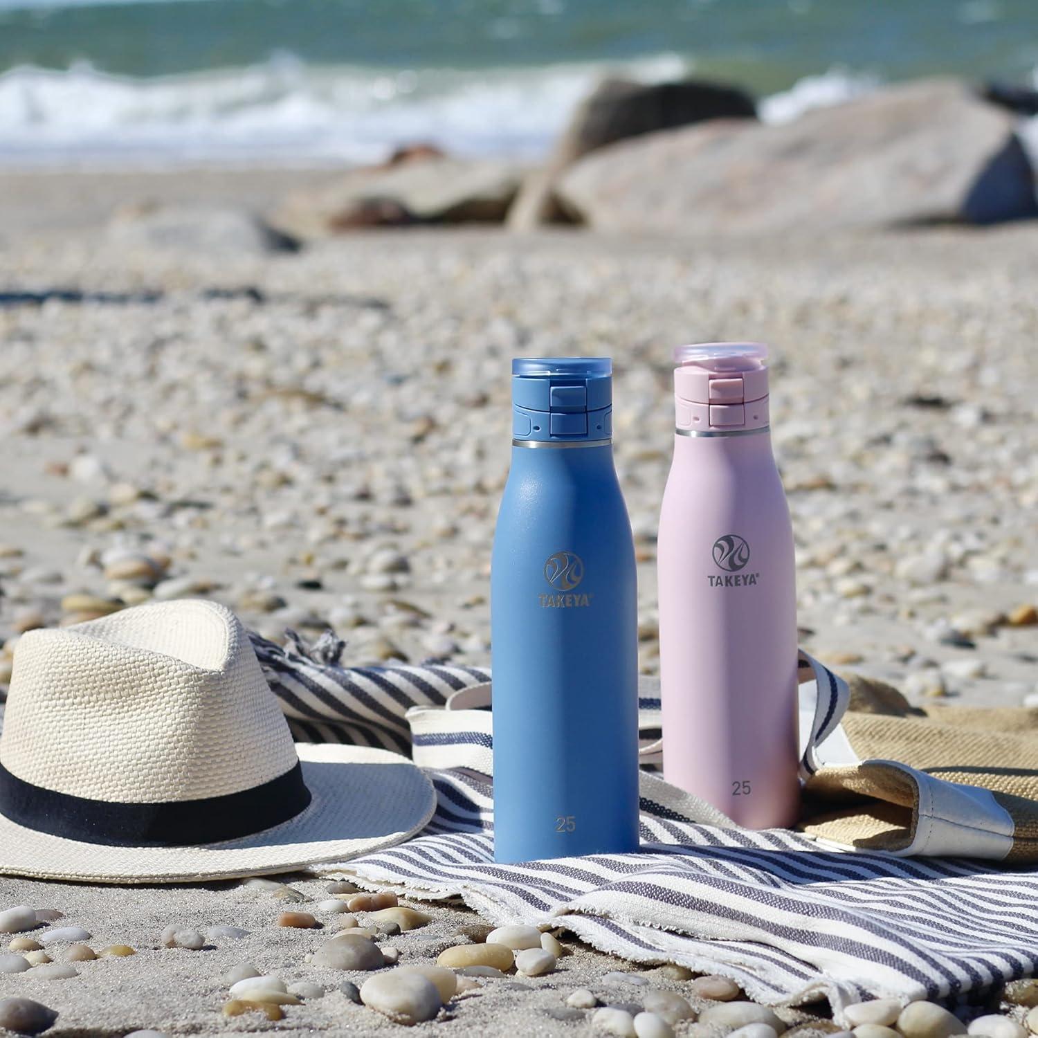 imageTakeya Traveler Leakproof Coffee Mug Carrying Loop Insulated Drinkware for Everyday Use Durable ampamp Portable with SpillProof Design 25 oz AquaAqua