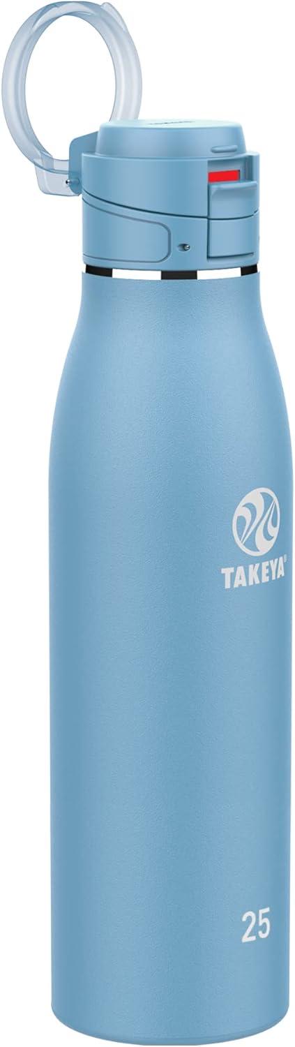 imageTakeya Traveler Leakproof Coffee Mug Carrying Loop Insulated Drinkware for Everyday Use Durable ampamp Portable with SpillProof Design 25 oz AquaBluestone