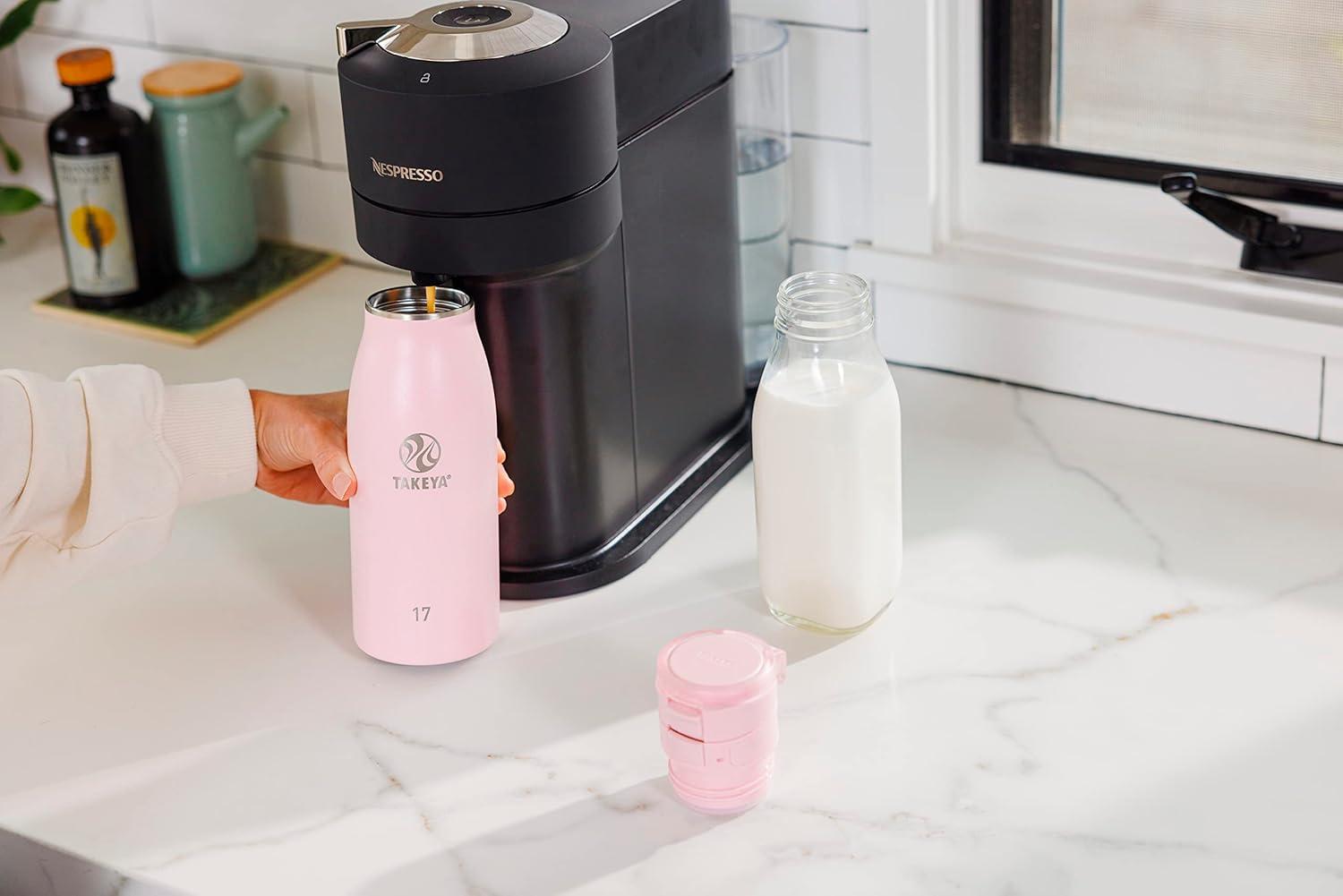 imageTakeya Traveler Leakproof Coffee Mug Carrying Loop Insulated Drinkware for Everyday Use Durable ampamp Portable with SpillProof Design 25 oz AquaBlush