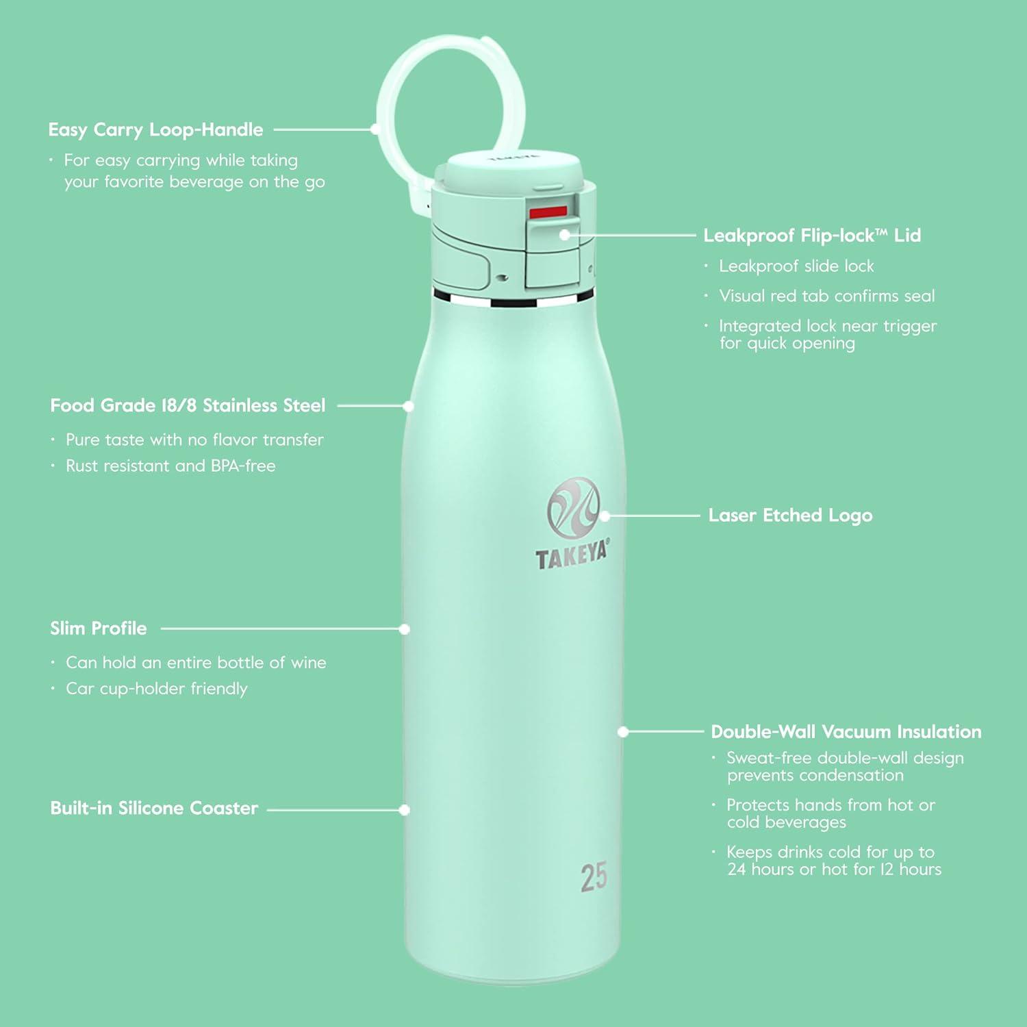 imageTakeya Traveler Leakproof Coffee Mug Carrying Loop Insulated Drinkware for Everyday Use Durable ampamp Portable with SpillProof Design 25 oz AquaDodgeball Grey