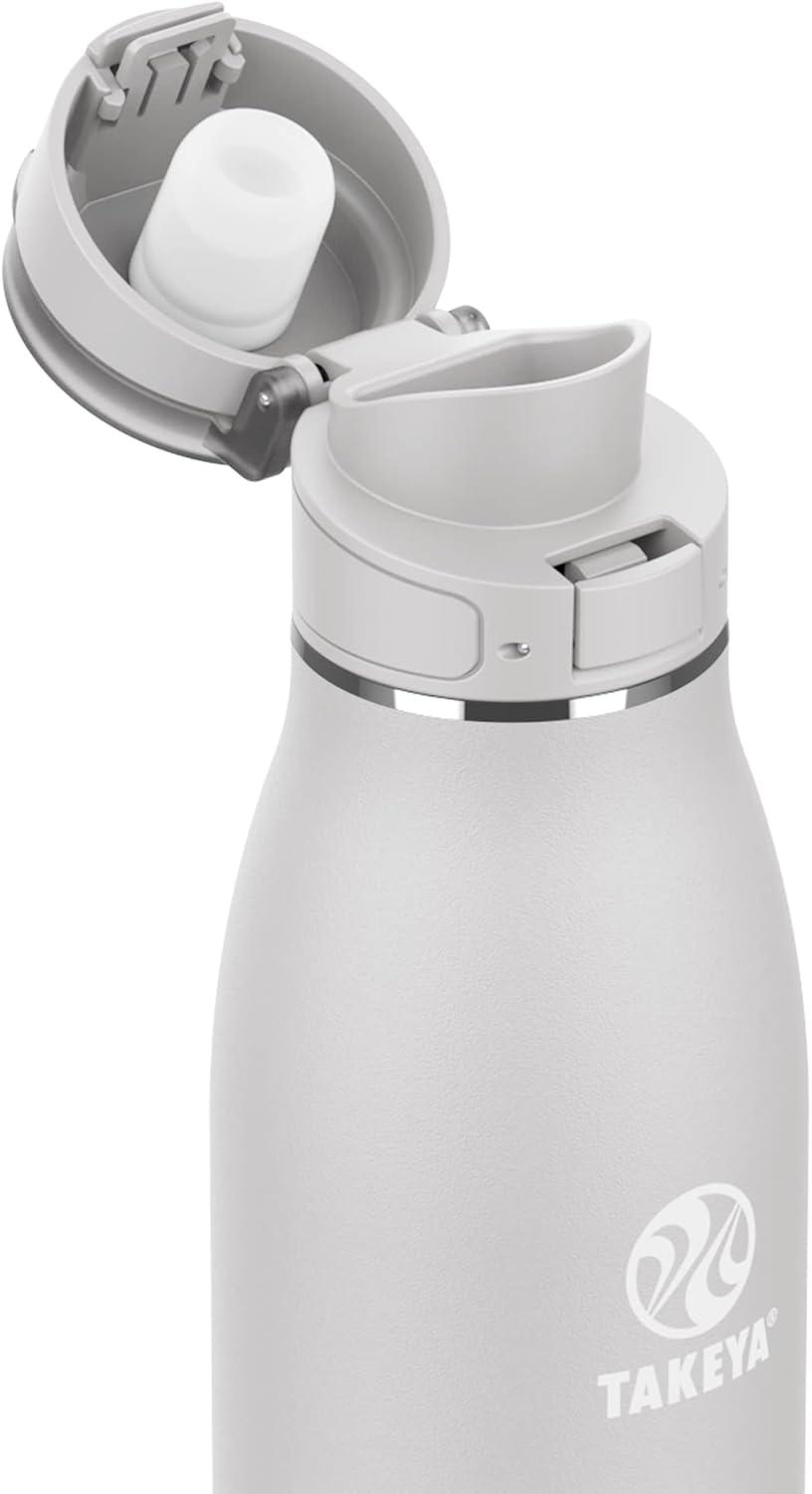 imageTakeya Traveler Leakproof Coffee Mug Carrying Loop Insulated Drinkware for Everyday Use Durable ampamp Portable with SpillProof Design 25 oz AquaDodgeball Grey