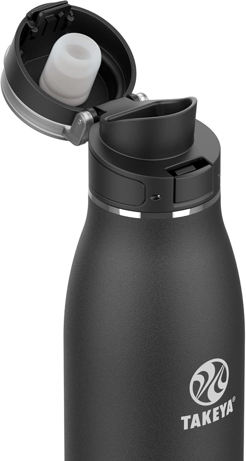 imageTakeya Traveler Leakproof Coffee Mug Carrying Loop Insulated Drinkware for Everyday Use Durable ampamp Portable with SpillProof Design 25 oz AquaOnyx