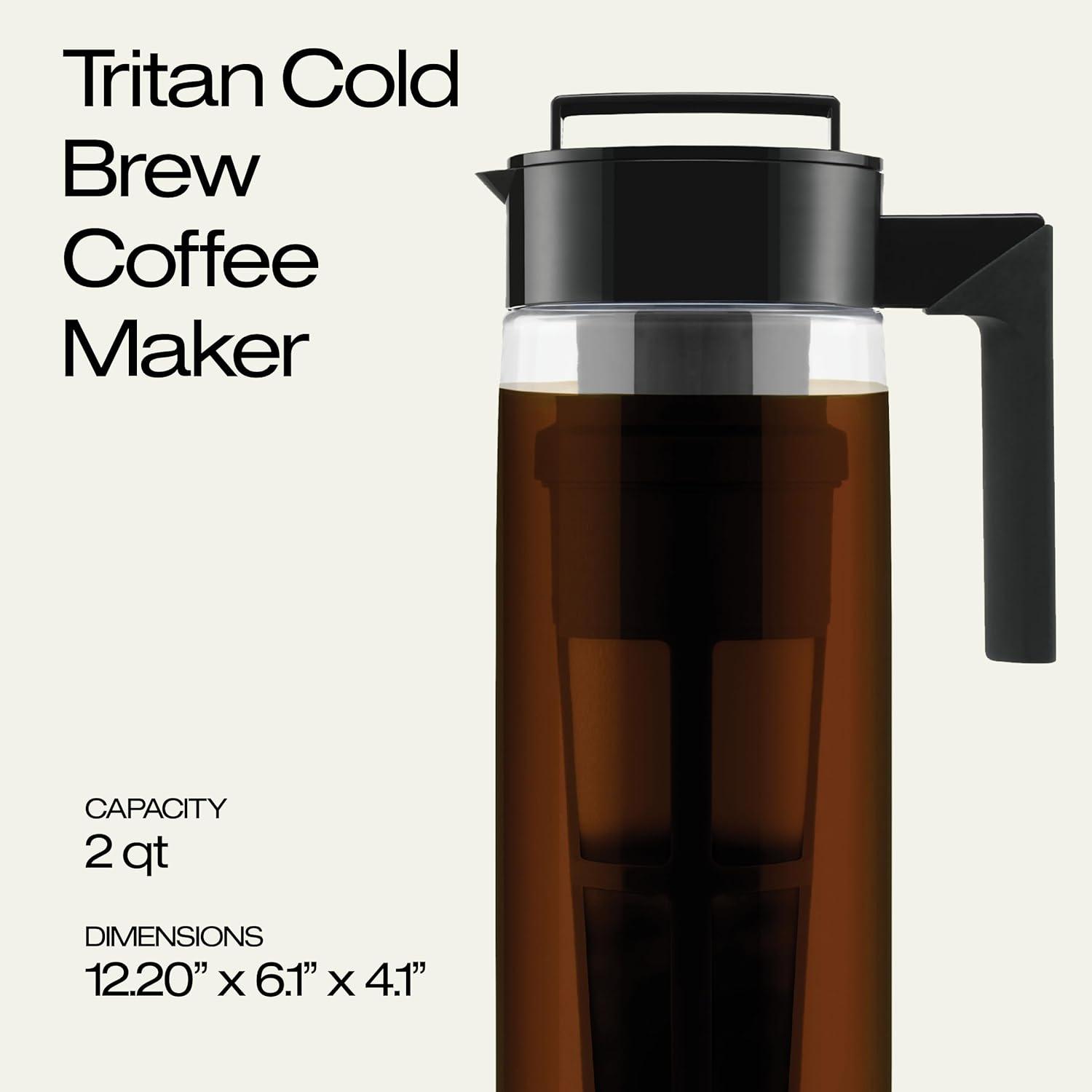imageTakeya Tritan Cold Brew Coffee Maker Airtight Pitcher with LeakFree Lid BPAFree Cold Brew Maker with Silicone Handle DishwasherSafe Pitcher for Homemade Cold Brew 1 Quart WhiteBlack