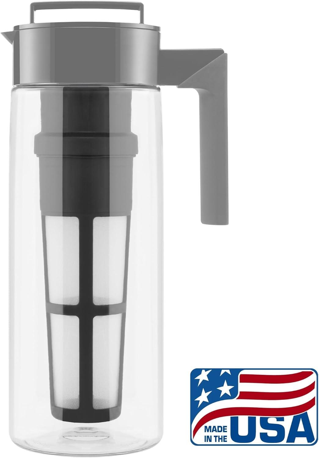 imageTakeya Tritan Cold Brew Coffee Maker Airtight Pitcher with LeakFree Lid BPAFree Cold Brew Maker with Silicone Handle DishwasherSafe Pitcher for Homemade Cold Brew 1 Quart WhiteStone