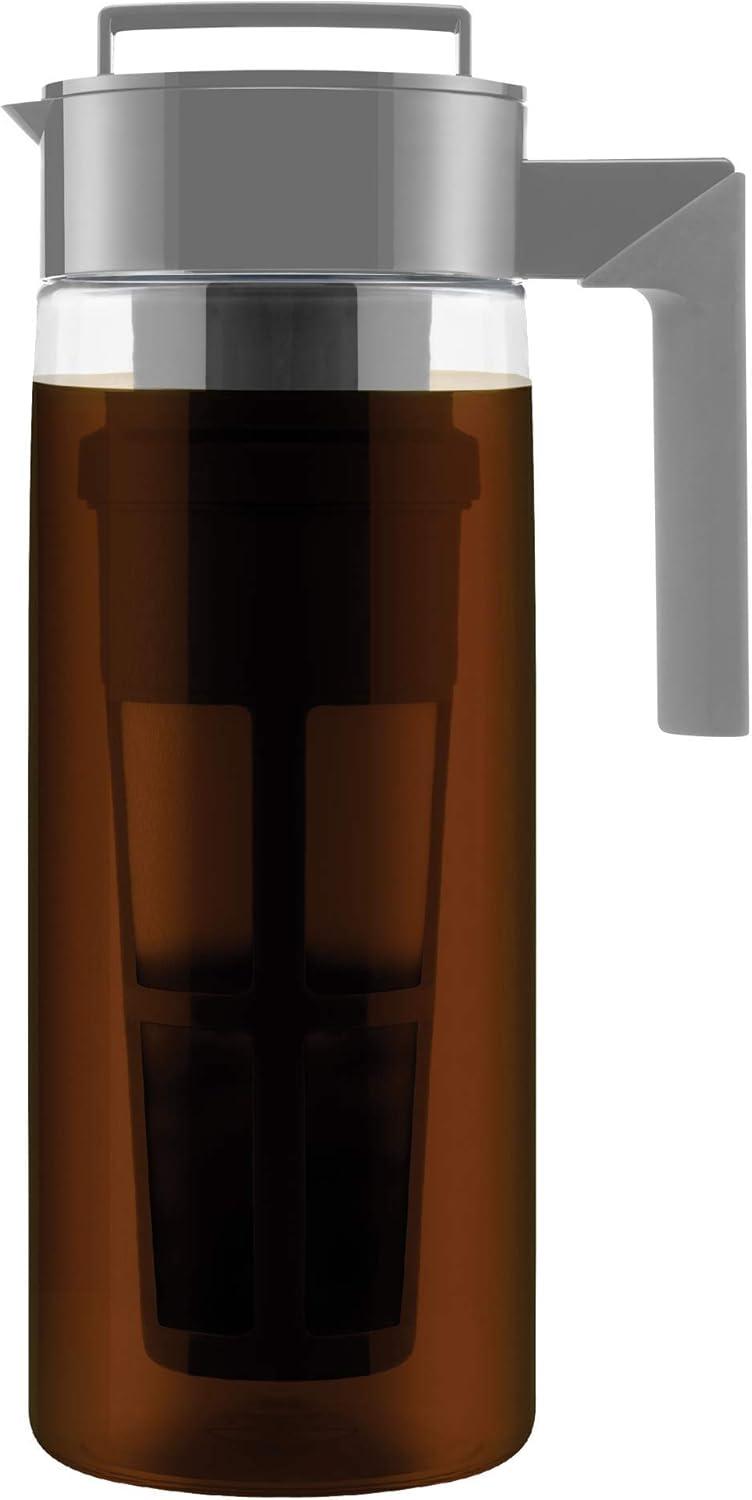 imageTakeya Tritan Cold Brew Coffee Maker Airtight Pitcher with LeakFree Lid BPAFree Cold Brew Maker with Silicone Handle DishwasherSafe Pitcher for Homemade Cold Brew 1 Quart WhiteStone