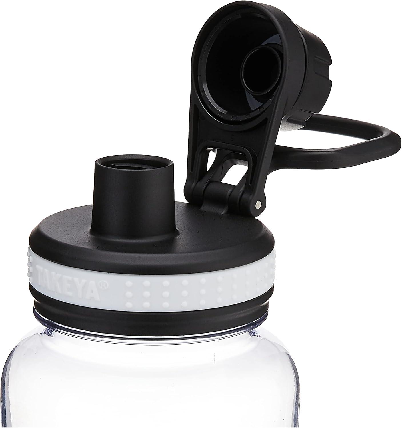 imageTakeya Tritan Sport Water Bottle with Spout Lid BPAFree ampamp DishwasherSafe Water Bottle Reusable Bottle with Lid Handle Simple LeakProof Water Bottle 40 oz Flutter PinkClear