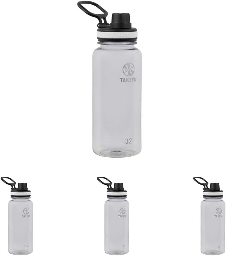 imageTakeya Tritan Sport Water Bottle with Spout Lid BPAFree ampamp DishwasherSafe Water Bottle Reusable Bottle with Lid Handle Simple LeakProof Water Bottle 40 oz Flutter PinkClear