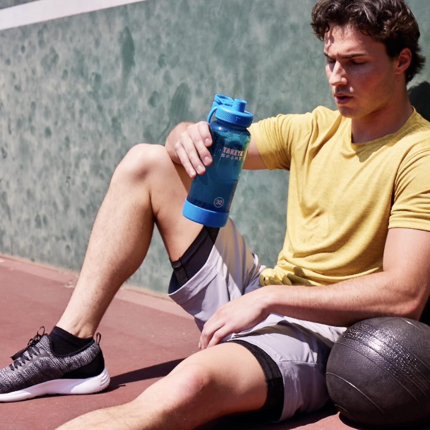 imageTakeya Tritan Sport Water Bottle with Spout Lid BPAFree ampamp DishwasherSafe Water Bottle Reusable Bottle with Lid Handle Simple LeakProof Water Bottle 32 oz Pink SweepPink Sweep