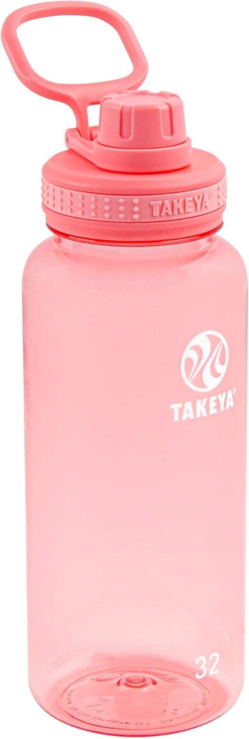 imageTakeya Tritan Sport Water Bottle with Spout Lid BPAFree ampamp DishwasherSafe Water Bottle Reusable Bottle with Lid Handle Simple LeakProof Water Bottle 40 oz Flutter PinkFlutter Pink