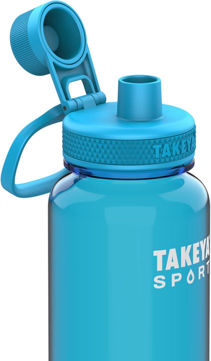 imageTakeya Tritan Sport Water Bottle with Spout Lid BPAFree ampamp DishwasherSafe Water Bottle Reusable Bottle with Lid Handle Simple LeakProof Water Bottle 32 oz Pink SweepChampionship Blue